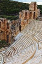 Scenic view of ancient ruins of the Odeon of Herodes Atticus. It is a small building of ancient Greece Royalty Free Stock Photo