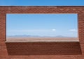 View of Arizona desert from the window of Barringer Space Museum at Meteor Crater