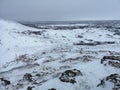 Scenic view around Kerid crater in winter, Iceland