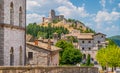 Scenic view in Assisi with the Rocca Maggiore and olive trees. Umbria, Italy. Royalty Free Stock Photo