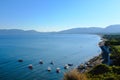 View of the bay with pedalos near Kalamaki beach, Zakinthos, Greece