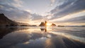 Scenic view of beach against sky at beautiful sunset Royalty Free Stock Photo