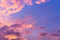 Scenic view of beautiful blue sky with clouds in sunset time. Royalty Free Stock Photo