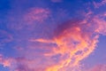 Scenic view of beautiful blue sky with clouds in sunset time Royalty Free Stock Photo