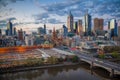 Scenic view of the beautiful cityscape of Melbourne with modern buildings in Australia