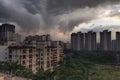 Scenic view of the beautiful cityscape of Mumbai against a cloudy sky in India