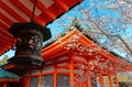 Scenic view of a beautiful corner in Heian Jingu Shrine in Kyoto Japan, with a traditional Japanese lantern Royalty Free Stock Photo