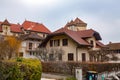 Scenic view of the beautiful historic buildings in the old town of Annecy, France Royalty Free Stock Photo