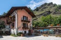 Scenic view of beautiful houses in Usseaux, Piedmont, Italy