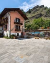 Scenic view of beautiful houses in Usseaux, Piedmont, Italy