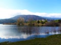 Scenic view of beautiful lake Cerknica or Cerknisko jezero in Notranjska region of Slovenia Royalty Free Stock Photo