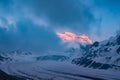 Scenic view of beautiful landscape of Swiss Alps with a majestic Glacier de Corbassiere. Royalty Free Stock Photo