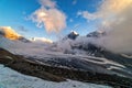Scenic view of beautiful landscape of Swiss Alps with a majestic Glacier de Corbassiere.