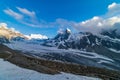 Scenic view of beautiful landscape of Swiss Alps with a majestic Glacier de Corbassiere. Royalty Free Stock Photo