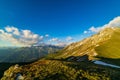 Scenic view of beautiful landscape of Swiss Alps in a Val De Bagnes area. Royalty Free Stock Photo