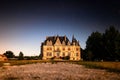 Scenic view of a beautiful mansion exposed to sunlight with the beautiful stars in the background