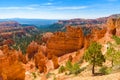 Scenic view of beautiful red rock hoodoos and the Amphitheater from Sunset Point, Bryce Canyon National Park, Utah, United States Royalty Free Stock Photo