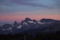 Scenic view of the beautiful snow-capped Mount Rainer at sunset in Washington Royalty Free Stock Photo