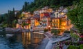 Scenic view in the beautiful Varenna in the evening, on Lake Como, Lombardy, Italy. Royalty Free Stock Photo