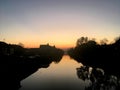 Scenic view of Bega river Timisoara at sunset Royalty Free Stock Photo