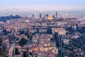 Scenic view of Bergamo old town cityscape fter sunset, Italy, Eu Royalty Free Stock Photo