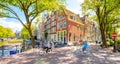 Bicyclists in Amsterdam city centre, Jordaan district