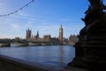Scenic view of Big Ben and Houses of Parliament on the banks of the River Thames in London Royalty Free Stock Photo