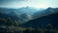 Scenic view of blue ridge mountains 3d rendering.