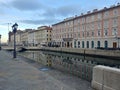 Scenic view of boardwalking zone by the dock in Trieste Royalty Free Stock Photo