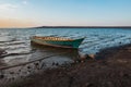 Scenic view of a boat at Lake Turkana in Loiyangalani District, Kenya