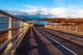 Scenic view of a bridge overlooking water and a mountain range in Kyle of Lochalsh,Scotland,UK