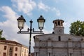 Padua - Scenic view of bridge Porta Portello (Porta Oggnisssanti) seen from canal Piovego