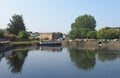 Scenic view of brighouse basin with boats and mooring in west yorkshire Royalty Free Stock Photo