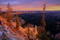 Scenic view of the Bryce Canyon National Park during a colorful sunset in Utah, United States Royalty Free Stock Photo