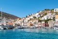 View of Hydra town at harbor in Greece. Royalty Free Stock Photo