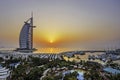 Scenic view of Burj Al Arab Jumeirah at sunset in Dubai, UAE Royalty Free Stock Photo