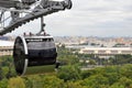 Scenic view of the cable car and the city. Cableway in Moscow