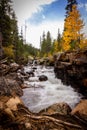 Scenic view of the Calypso Cascades in Rocky Mountain National Park in Colorado, USA. Vertical shot