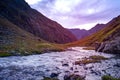 Natural view of small river flowing in valley of Himalaya Royalty Free Stock Photo