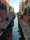 Scenic view of the canals with gondolas in Venice