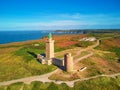 Scenic view of Cape Frehel with its lighthouse, one of the most popular tourist destinations in Brittany, France Royalty Free Stock Photo