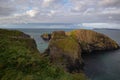 Scenic view of the Carrick-a-Rede Rope Bridge in County Antrim, Northern Ireland