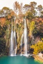 The Cascade de Sillans waterfall in south of France in autumn colors Royalty Free Stock Photo