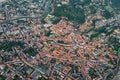 Scenic view on central part of Vilnius capital of Lithuania from hot air balloon. Old Town view from the sky