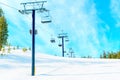 Scenic View of Chairlift and Skiers at Mammoth Ski Resort Royalty Free Stock Photo