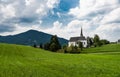 Scenic view of a chapel and green hills over the German countryside in the village Kappel Royalty Free Stock Photo