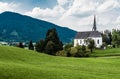 Scenic view of a chapel and green hills over the German countryside in the village Kappel Royalty Free Stock Photo