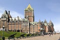Scenic view of Chateau Frontenac and Dufferin terrace with canon