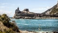 Scenic view on Chiesa di San Pietro, a coast church in Portovenere, Italy Royalty Free Stock Photo