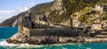 Scenic view on Chiesa di San Pietro, a coast church in Portovenere, Italy Royalty Free Stock Photo